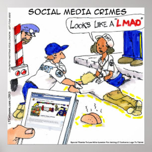 Póster Cartaz Divertido de Crimes nas Mídias Sociais