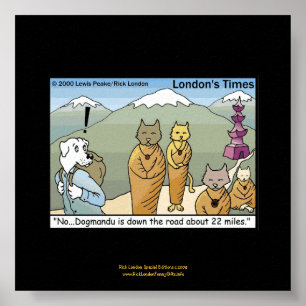 Póster Cartaz Divertido de Desenho Animado Katmandu & Dog