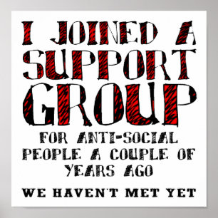 Poster Cartaz Divertido de Grupo de Apoio Anti-Social