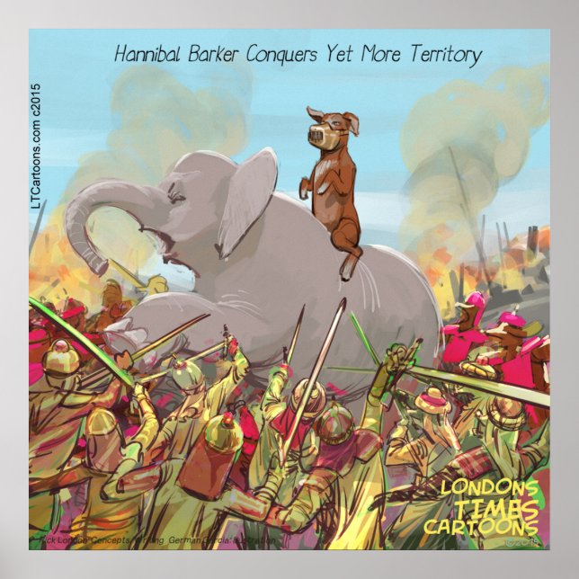 Póster Cartaz Divertido de Hannibal Barca Conquistando Te (Frente)