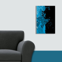 Cartaz Divertido de Pintura Abstrata Azul e Preto