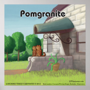 Póster Cartaz Divertido de Pomeranian em Granito (PomGran