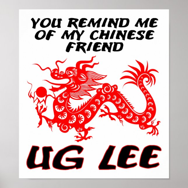 Póster Cartaz Divertido do Amigo Chinês Ug Lee (Frente)