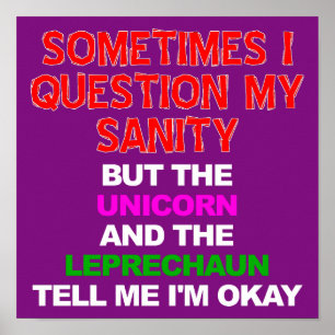 Poster Cartaz Divertido do Leprechaun Unicórnio