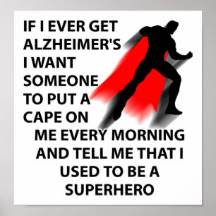 Póster Cartaz Divertido do Super-Herói Alzheimer