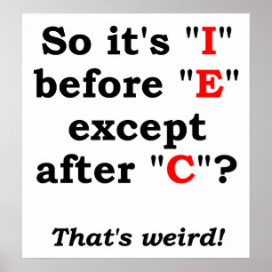 Poster Cartaz Divertido 'I' antes de 'E'