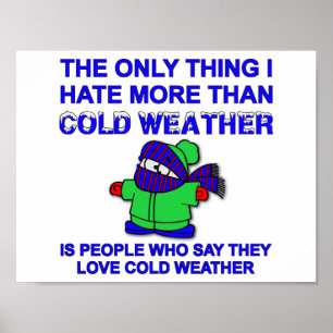 Póster Cartaz Divertido Odeio Clima Frio