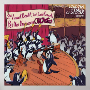 Póster Cartaz Divertido Orquestra de Baleias Orcas
