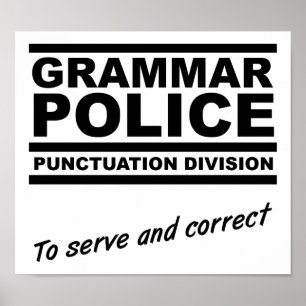 Póster Cartaz Divertido Polícia Gramatical