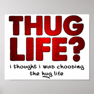 Póster Cartaz Divertido Thug Life Abraço Vida