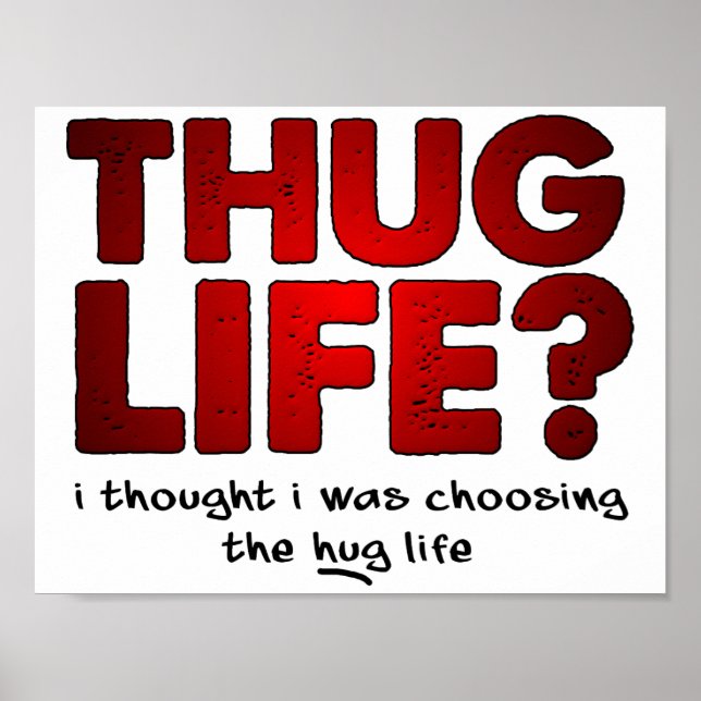 Póster Cartaz Divertido Thug Life Abraço Vida (Frente)