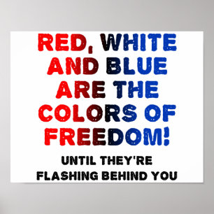 Póster Cartaz Divertido Vermelho Branco e Azul