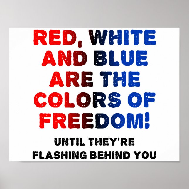 Póster Cartaz Divertido Vermelho Branco e Azul (Frente)