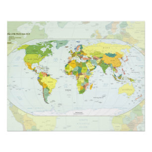 Póster Cartaz do Atlas Político do Mapa Mundial: Decoraçã