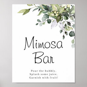 Poster Cartaz do Bar Mimosa Aquarela Eucalipto