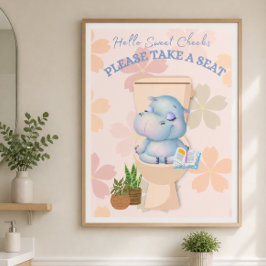 Poster Cartaz do Bebê Hipopótamo Doce Bochechas Senta-te
