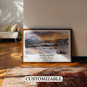 Poster Cartaz do Big Sky Resort Montana, Aquarela, Person