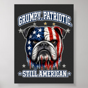 Poster Cartaz do Bulldog Patriótico Mal-Humorado do Dia 4