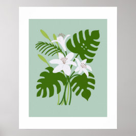 Poster Cartaz do Buquê de Lírio Tropical Monstera