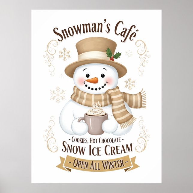 Poster Cartaz do Café do Boneco de Neve (Frente)