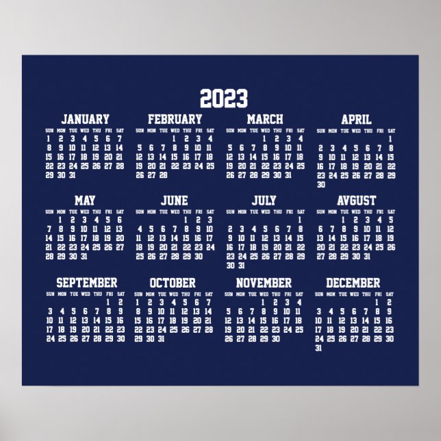 Poster Cartaz do Calendário Azul Anual de 2023 (Frente)