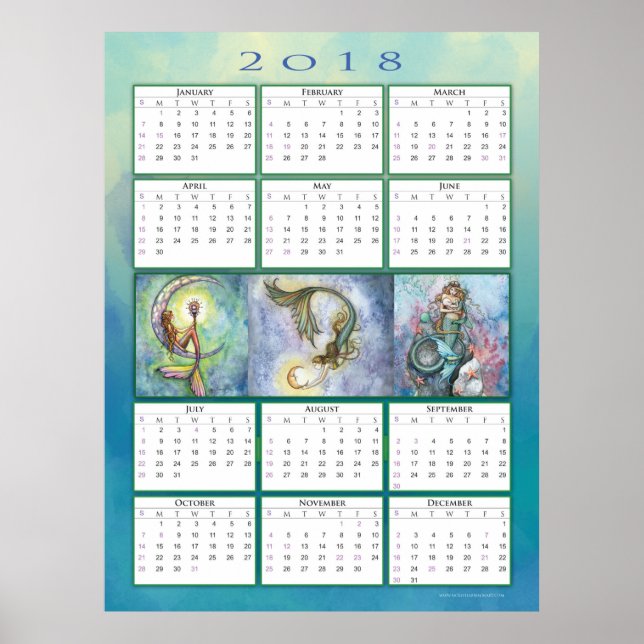 Poster Cartaz do Calendário da Sereia Fofa 2018 (Frente)