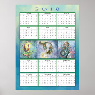 Poster Cartaz do Calendário da Sereia Fofa de 2018
