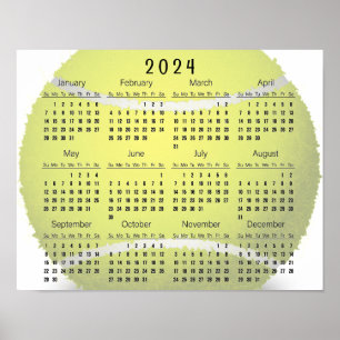 Poster Cartaz do Calendário de 2024 de Design de Bola de 