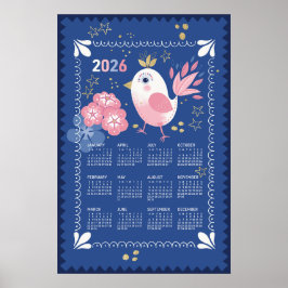 Poster Cartaz do Calendário de 2026 Pássaro