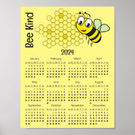 Poster Cartaz do Calendário de Abelha e Mel 2024