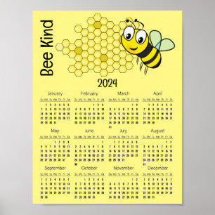 Poster Cartaz do Calendário de Abelha e Mel 2024