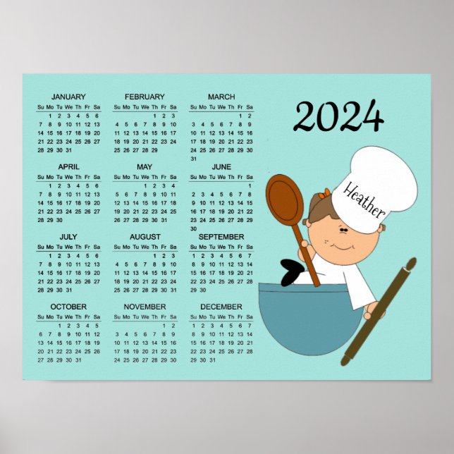 Poster Cartaz do Calendário de Design Chef Padeiro 2024 (Frente)