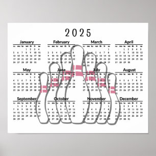 Poster Cartaz do Calendário de Design de Boliche 2025 