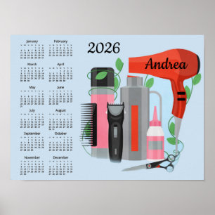 Poster Cartaz do Calendário de Design de Cabelereiro 2026