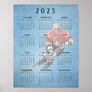 Poster Cartaz do Calendário de Design de Hóquei no Gelo 2