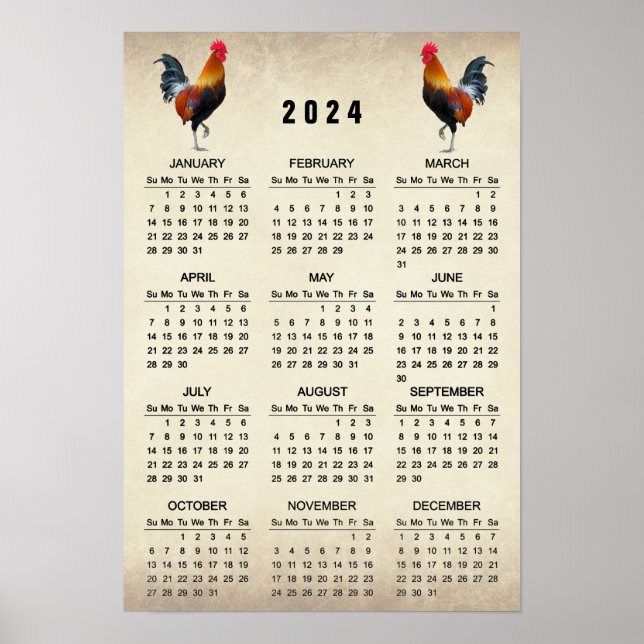Poster Cartaz do Calendário de Dois Galos 2024 (Frente)