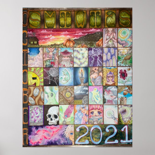 Poster Cartaz do calendário de Drawtober 2021 (Frente)