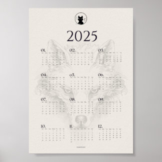 Poster Cartaz do Calendário de Esboços do Lobo de 2025 |