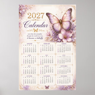 Poster Cartaz do Calendário de Parede Borboleta 2027