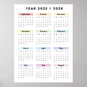 Poster Cartaz do Calendário Minimalista Arco-íris 2025 20