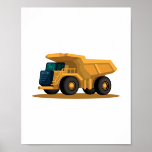 Poster cartaz do caminhão de construção amarelo