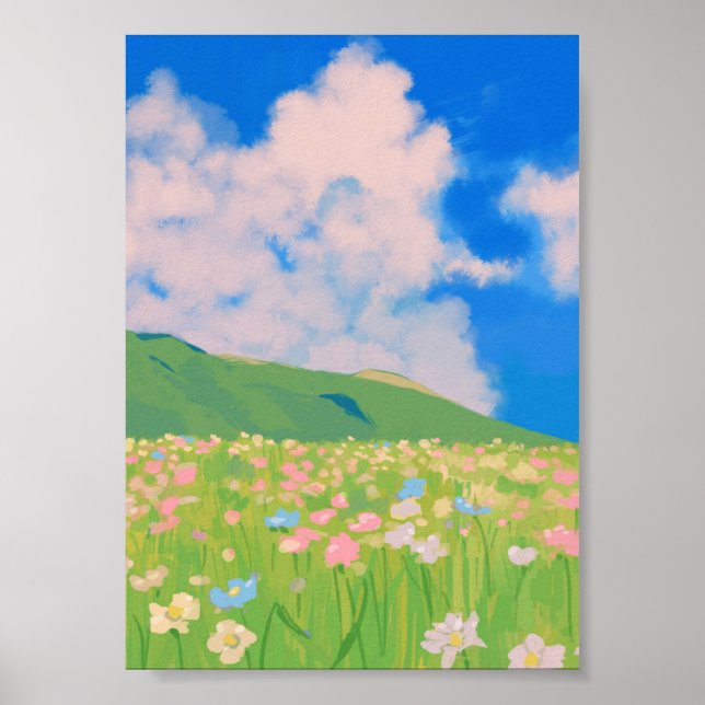Poster Cartaz do Campo de Flores Silvestres (Frente)