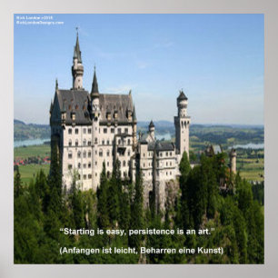Póster Cartaz do Castelo de Neuschwanstein e Ditado Alemã