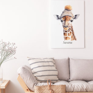 Poster Cartaz do Chapéu de Inverno Girafa do Beanie Bunch