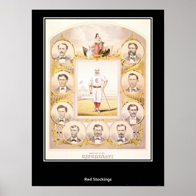 Póster Cartaz do Cincinnati Red Stockings de 1869 (Frente)