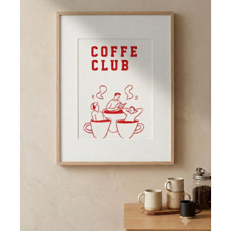 Poster Cartaz do Coffee Club | Arte de Parede Minimalista