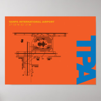 Poster Cartaz do Diagrama do Aeroporto de Tampa (TPA)