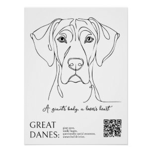 Póster Cartaz do Dogue Alemão em Arte Linear
