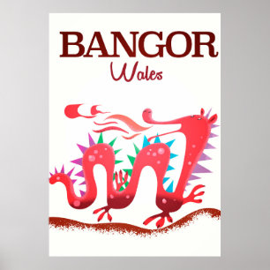 Póster cartaz do dragão de Bangor País de Gales