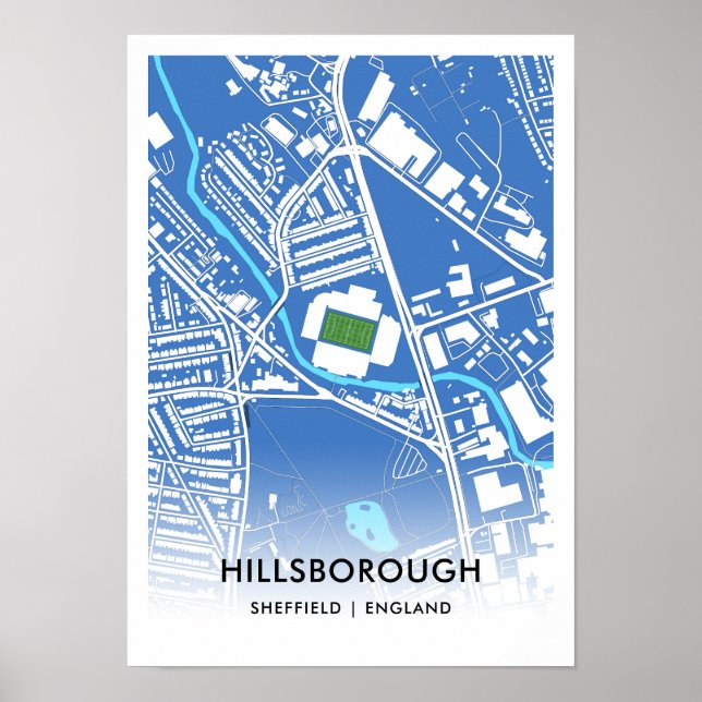 Poster Cartaz do Estádio Hillsborough – Casa do Sheffield (Frente)